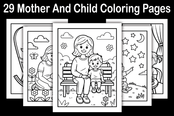 29 Mother and Child Coloring Pages Graphics