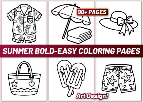 90 Bold & Easy Summer Coloring Pages Graphics