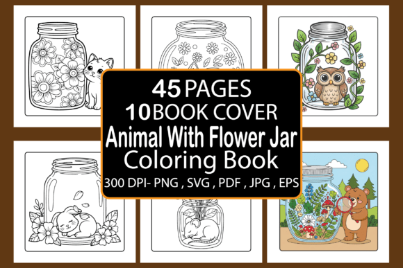 Animal with Flower Jar Coloring Pages Graphics