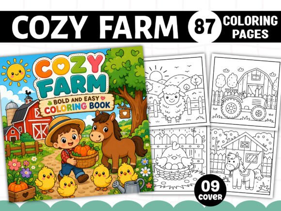 Bold and Easy Cozy Farm Coloring Pages & Graphics