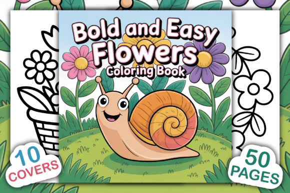 Bold and Easy Flowers Coloring Book