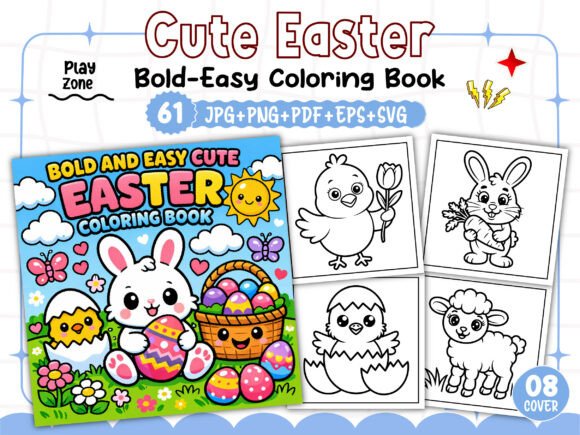 BOLD and EASY HAPPY EASTER COLORING BOOK