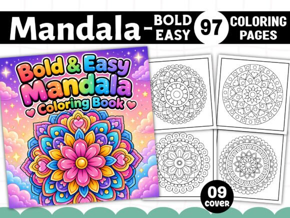 Bold and Easy Mandala Coloring Pages: Graphics & Coloring Pages