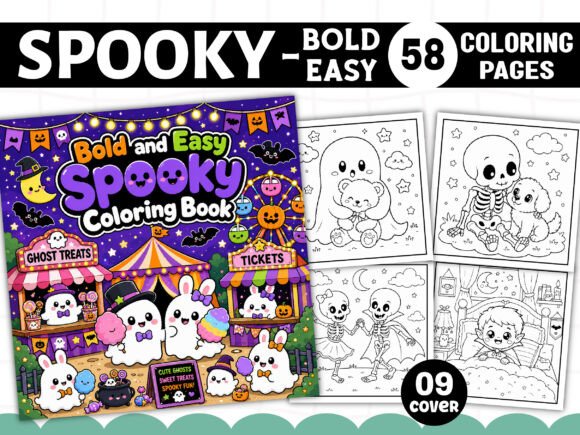 Bold and Easy Spooky Coloring Pages Graphics