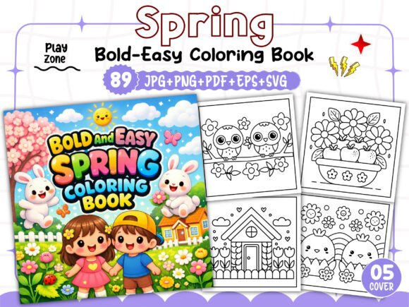 Bold and Easy Spring Coloring Book: Graphics & Coloring Pages