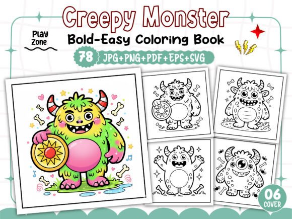 Bold Easy Creepy Monster Coloring Pages Graphics