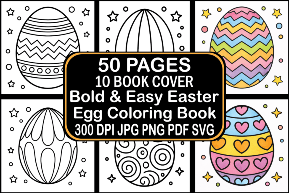 Bold Easy Easter Egg Coloring Book: Graphics & Coloring Pages