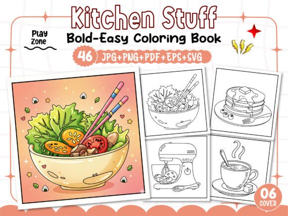 Bold Easy Kitchen Stuff Coloring Pages: Graphics & Coloring Pages