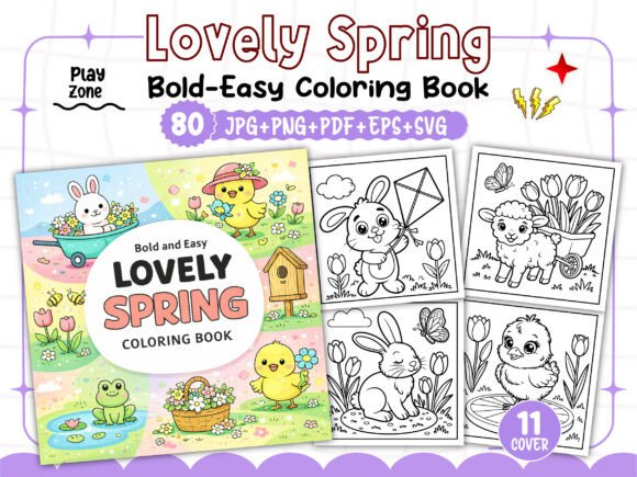 Bold Easy Lovely Spring Coloring Pages & Graphics