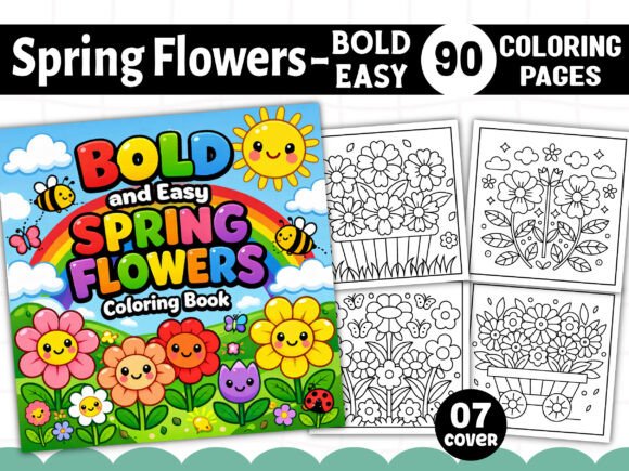 Bold Easy Spring Flowers Coloring Pages Graphics