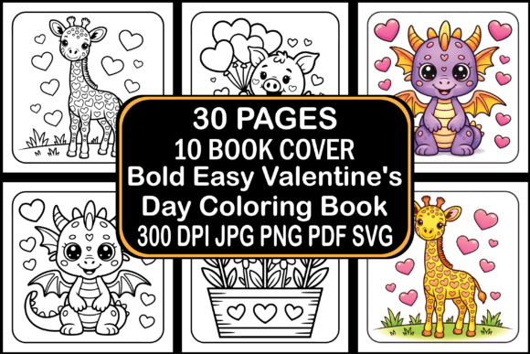 Bold Easy Valentine’s Day Coloring Pages Graphics