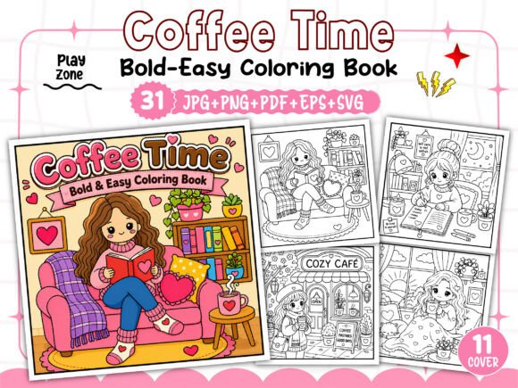 Coffee Time Story Coloring Pages Graphics