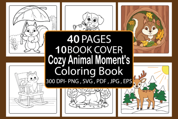 Cozy Animal Moments Coloring Pages & Graphics