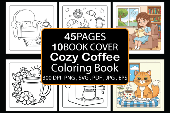 Cozy Coffee Coloring Pages & Graphics