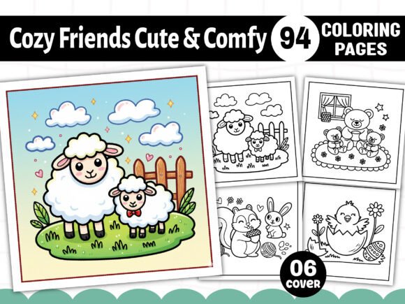 Cozy Friends Cute Comfy Coloring Pages: Graphics & Coloring Pages