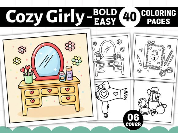 Cozy Girly Coloring Pages Bold Easy Graphics