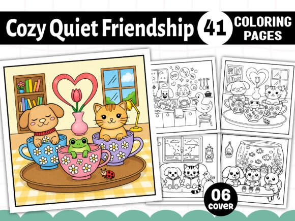 Cozy Quiet Friendship Coloring Pages Graphics