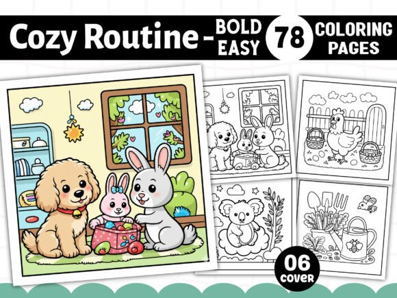 Cozy Routine Coloring Pages Kawaii Bear Graphics
