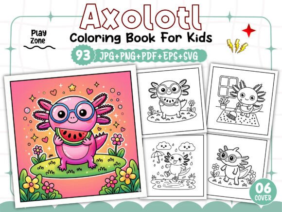 Cute Axolotl Coloring Pages & Graphics