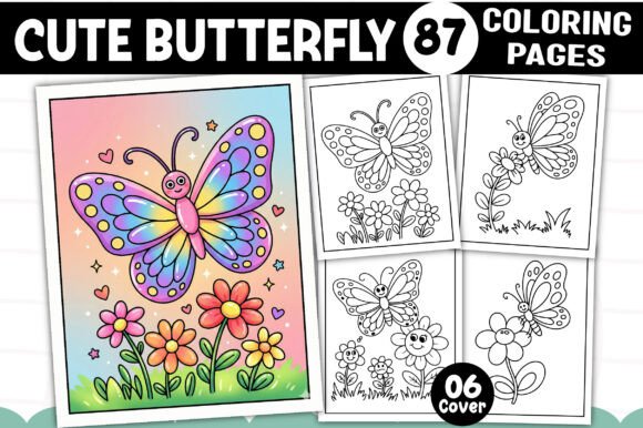 Cute Butterfly Coloring Book for Kids: Graphics & Coloring Pages