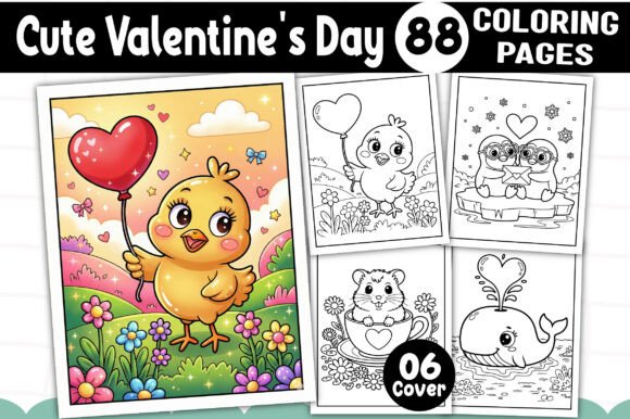 Cute Valentine’s Day Coloring Book – KDP Graphics & Coloring Pages