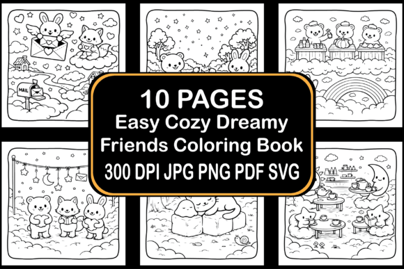 Easy Cozy Dreamy Friends Coloring Book