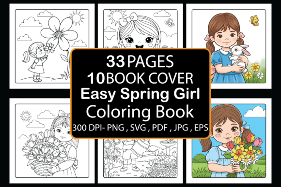 Easy Spring Girl Coloring Pages & Graphics
