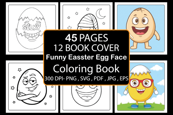 Funny Easter Egg Face Coloring Book