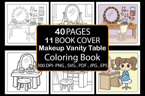 Makeup Vanity Table Coloring Book: Graphics & Coloring Pages