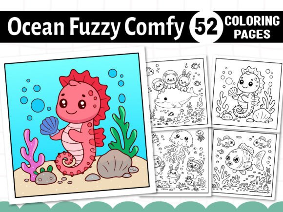 Ocean Fuzzy Comfy Adults Coloring Pages