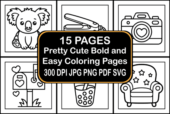 Pretty Cute Bold and Easy Coloring Pages Graphics