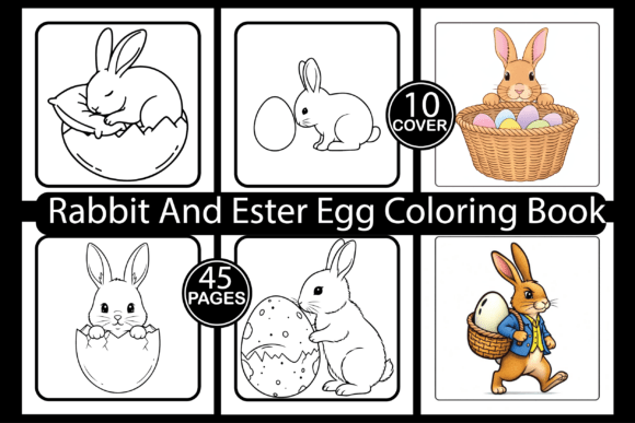 Rabbit and Ester Egg Coloring Pages Graphics