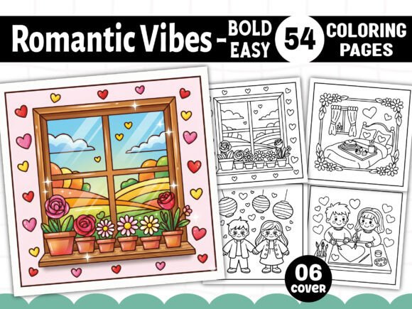 Romantic Vibes Coloring Book Bold Easy Graphics
