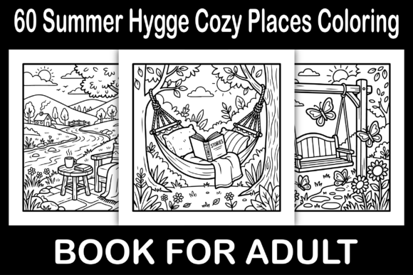 Summer Hygge Cozy Places Coloring Pages & Graphics