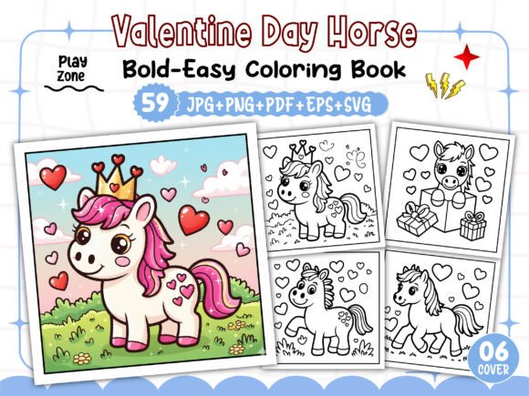 Valentine Day Horse Adults Coloring Pages Graphics